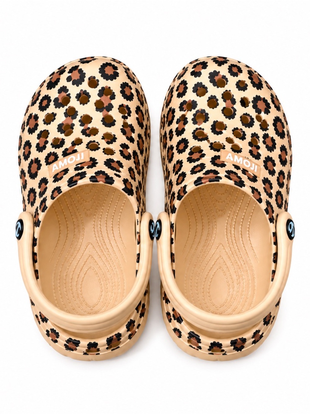AMOJI - Classic Leopard Print Comfort Clogs - Beige